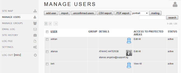 manage users