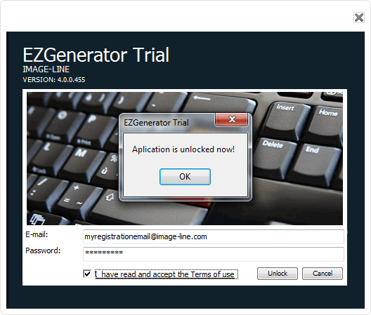 EZGenerator is unlocked - registered